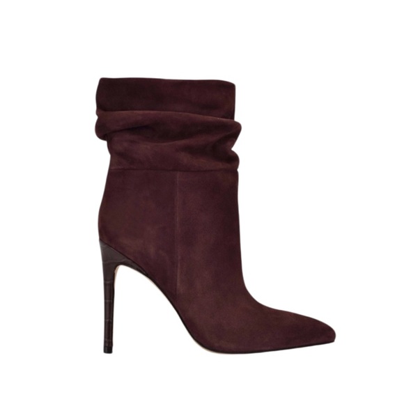 NEW Marc Fisher RAYYA Slouch Mid Calf Dress Pointy Toe Suede Ruched Booties - Picture 2 of 6